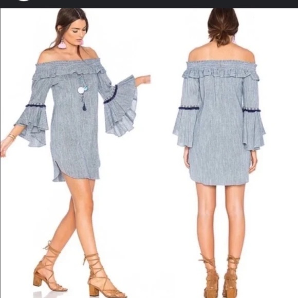 Off-Shoulder Misa Los Angeles Vanessa boho dress resort embroidered revolve $200 - Picture 2 of 7